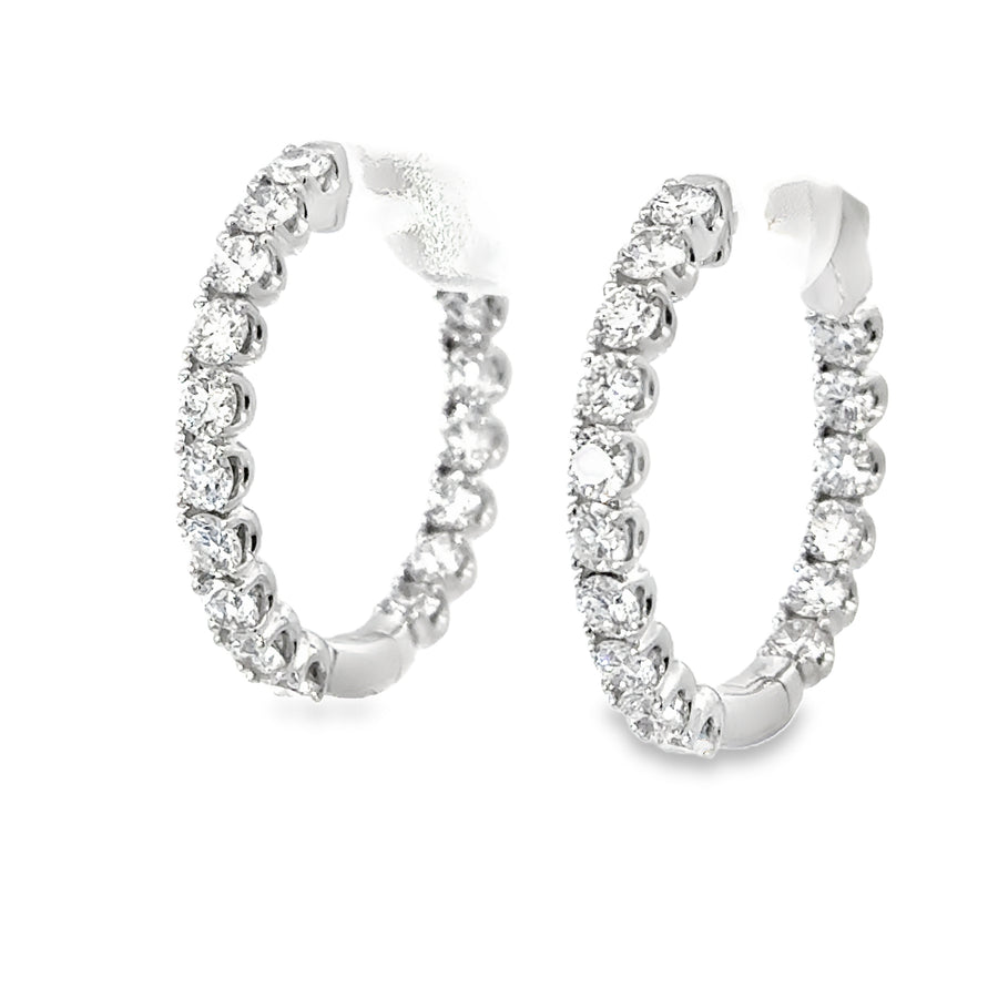 18kt White Gold Natural Diamonds Medium Hoop Earrings (2.05ct)