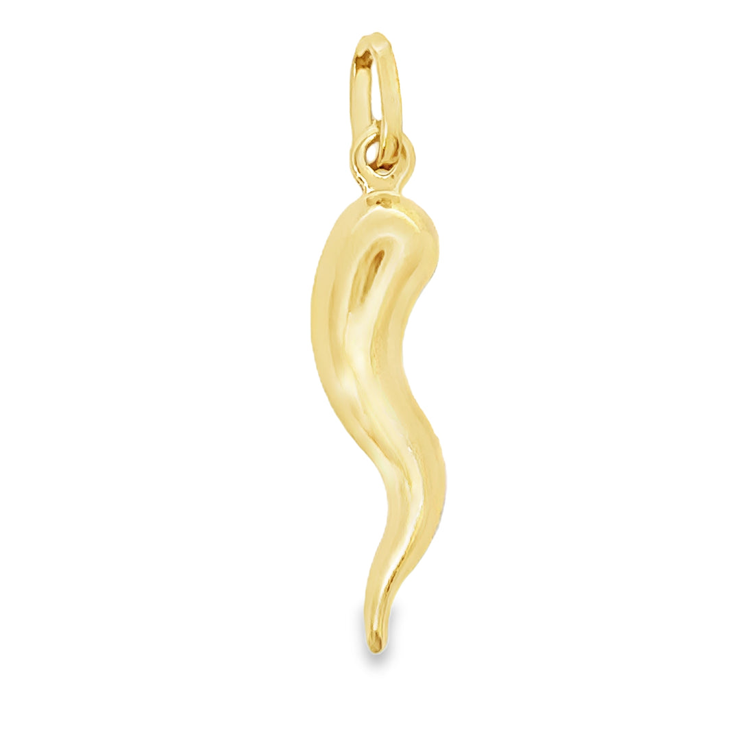 18kt Yellow Gold Italian Made 31mm Horn Pendant (1.17g)