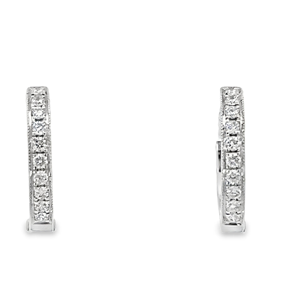 18kt White Gold Natural Diamonds Medium Hoop Earrings (0.18ct)