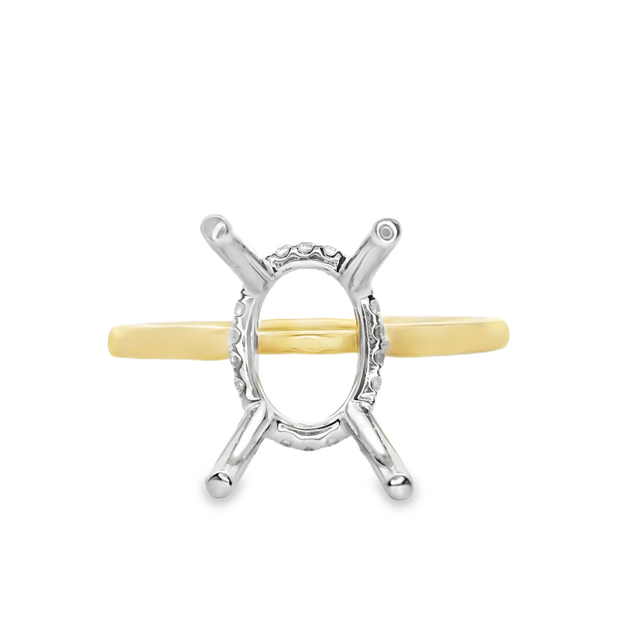 18kt Two-Tone Natural Round Diamond Semi-Mount Ring (.09ct)