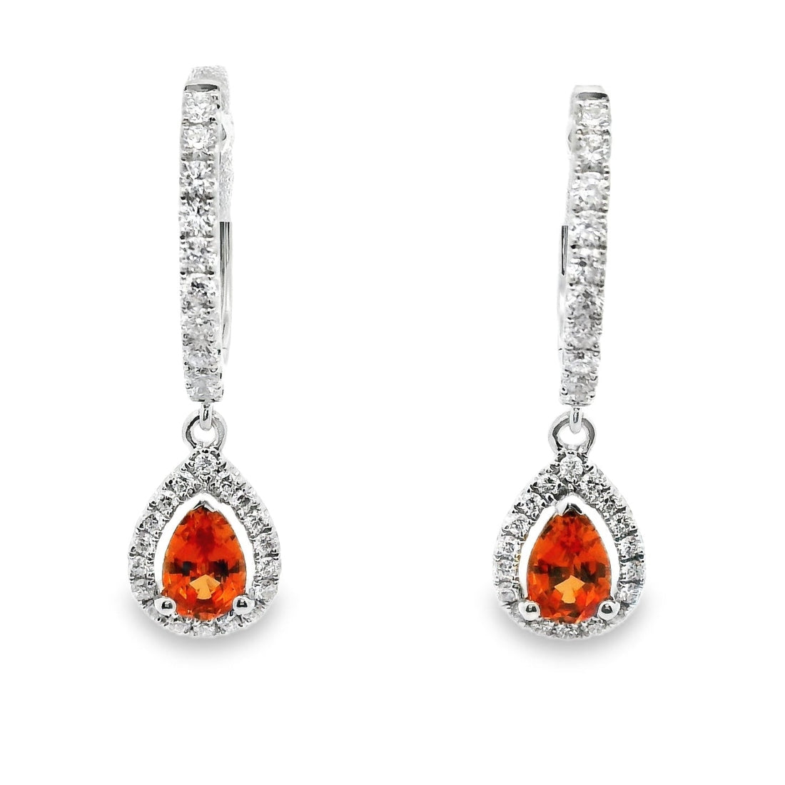 18kt White Gold Padparadscha Sapphires And Diamonds Drop Earrings (1.50ct)