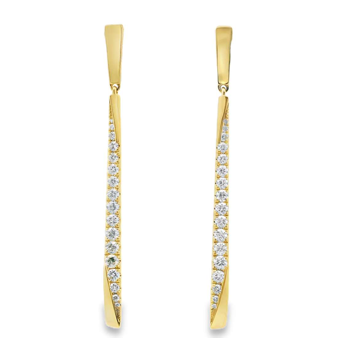 18kt Yellow Gold Natural Round Diamond Drop Earrings (.75ct)