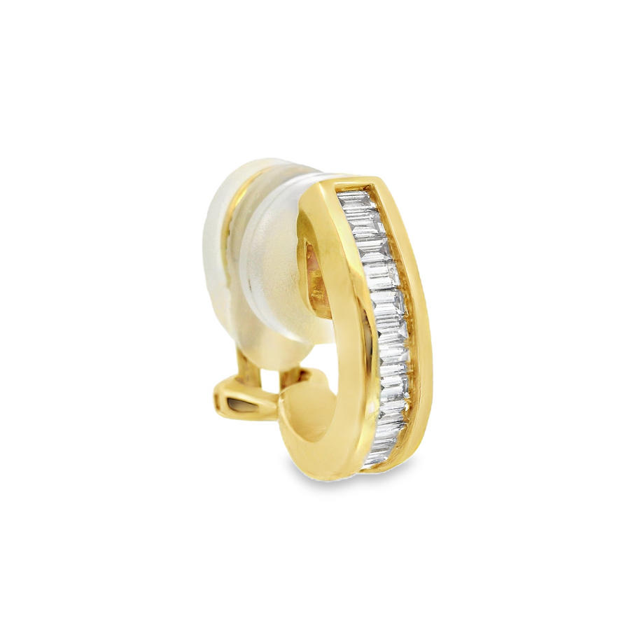 18kt Yellow Gold Baguette Diamond Hoop Earrings (.51ct)