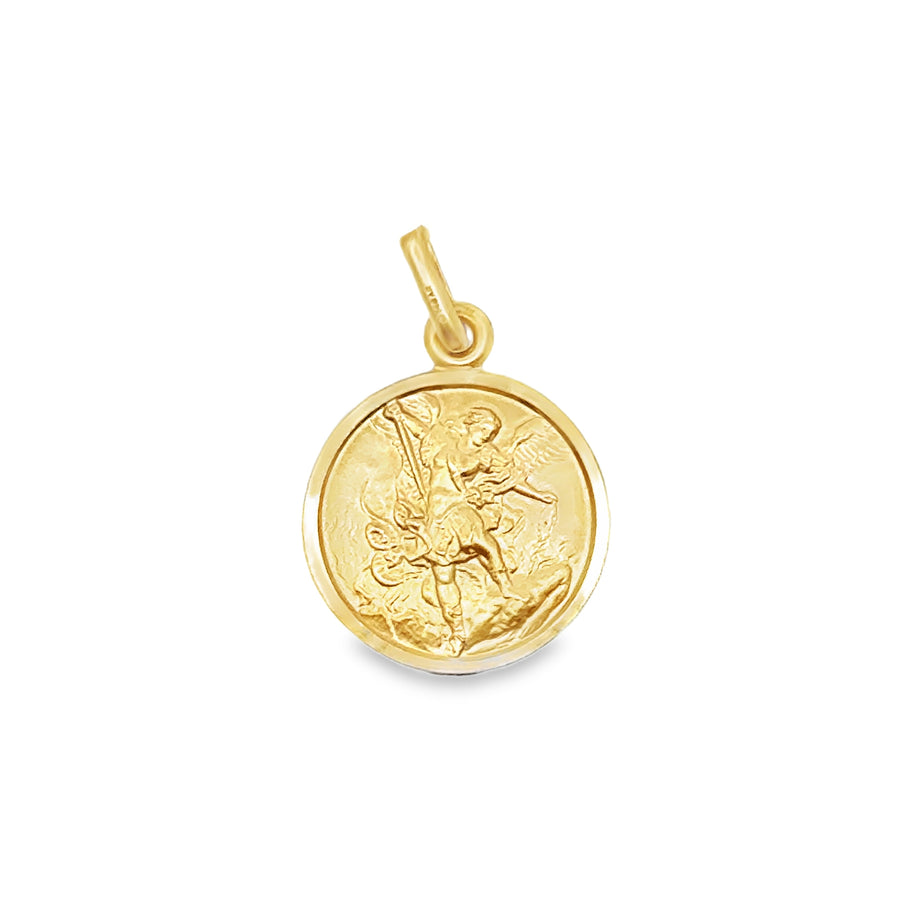 18kt Yellow Gold 15mm Italian Made St. Michael Medal (2.7g)