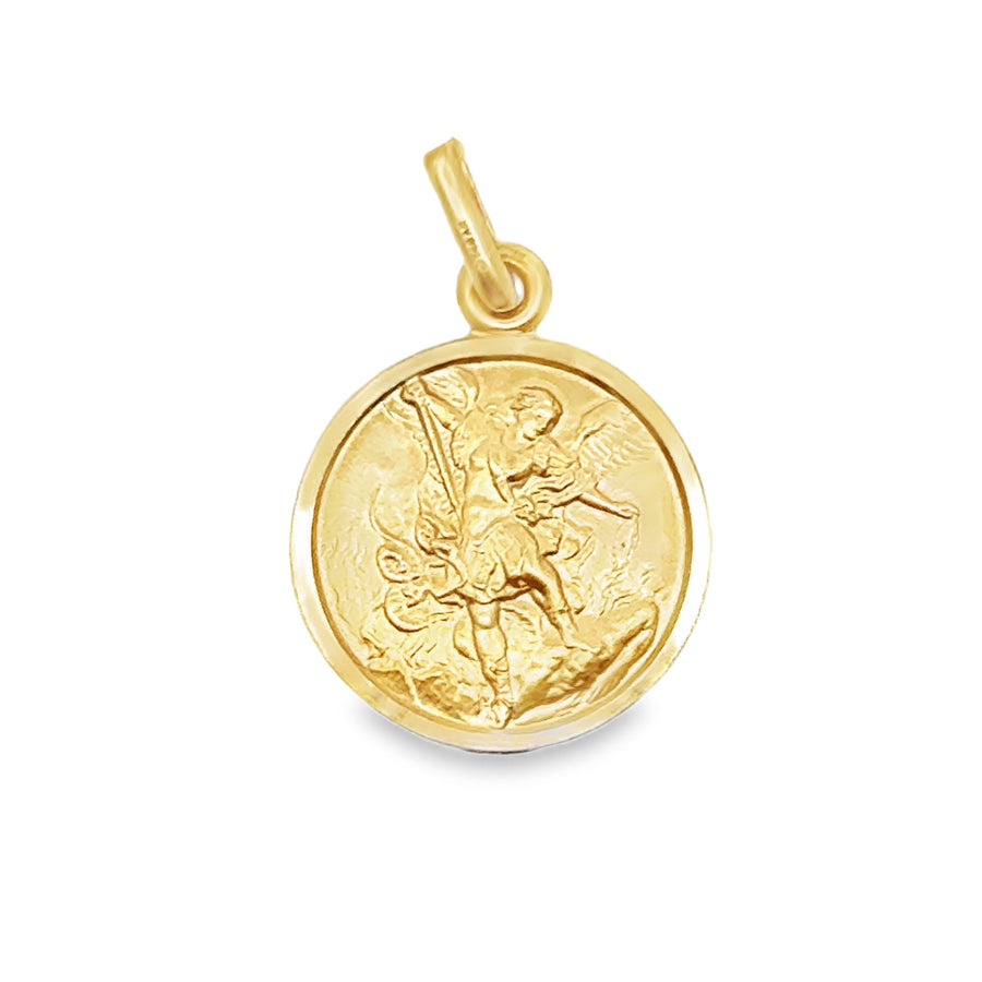 18kt Yellow Gold Italian Made 15mm St. Michael Medal (2.7g)