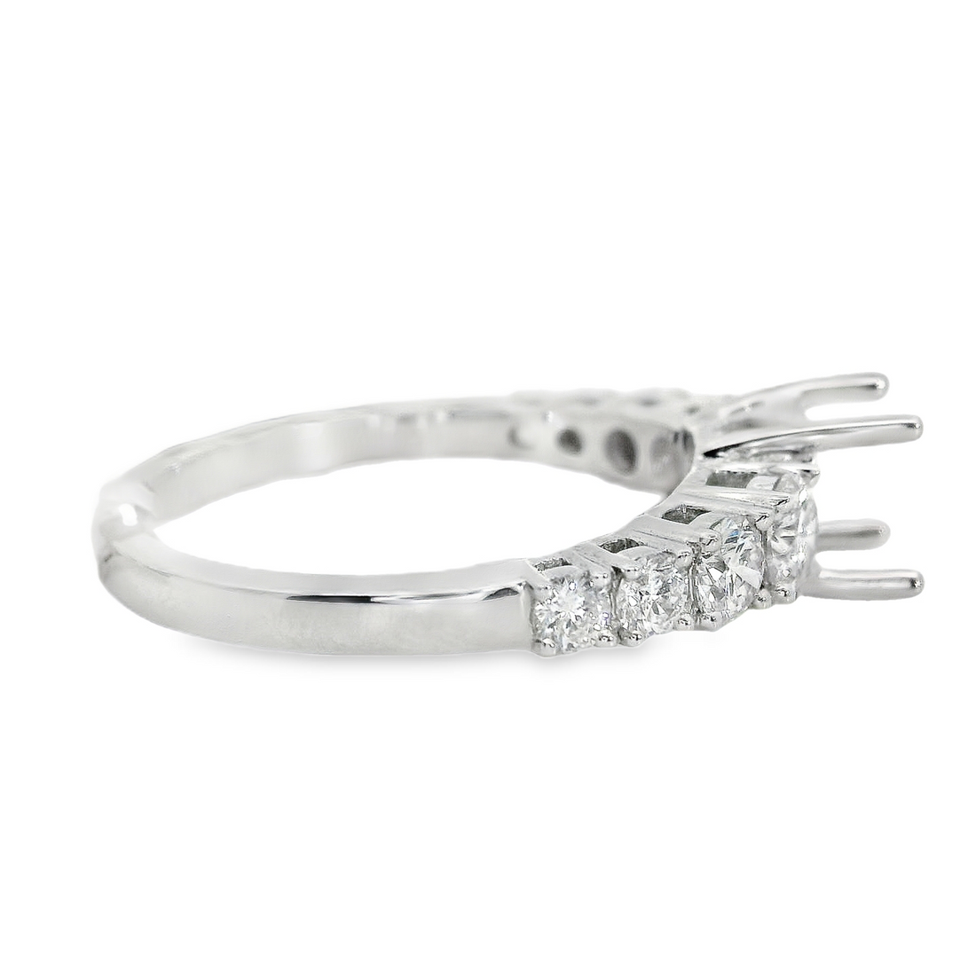 18kt White Gold Natural Round Diamond Semi-Mount Ring (.76ct)