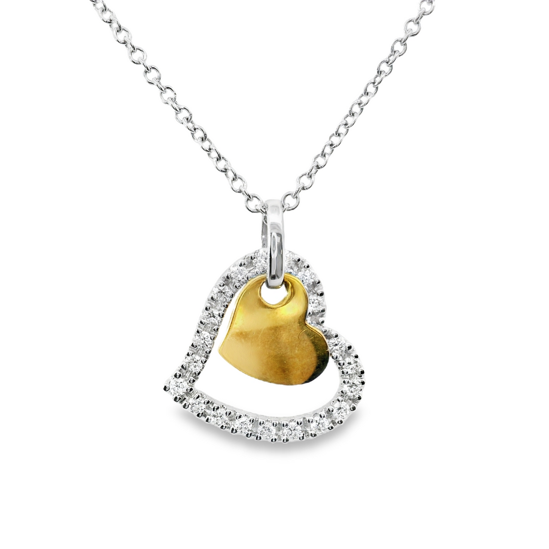 18kt White Gold Natural Diamond Heart Pendant (0.16ct)