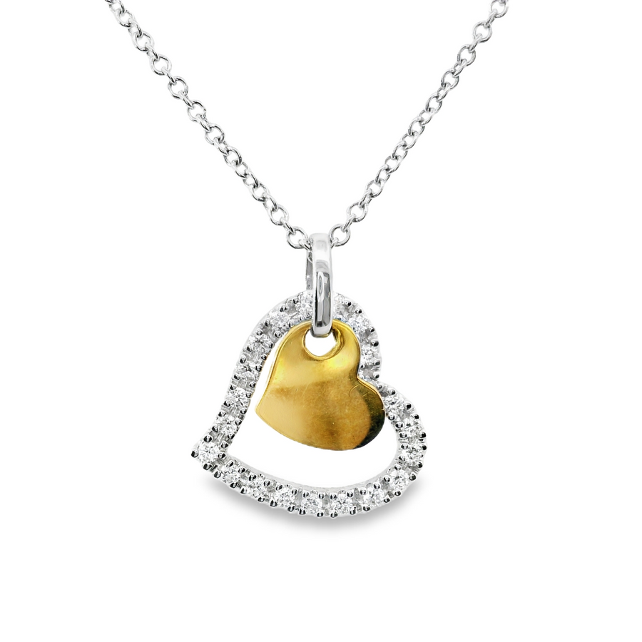 18kt White Gold Natural Diamond Heart Pendant (0.16ct)