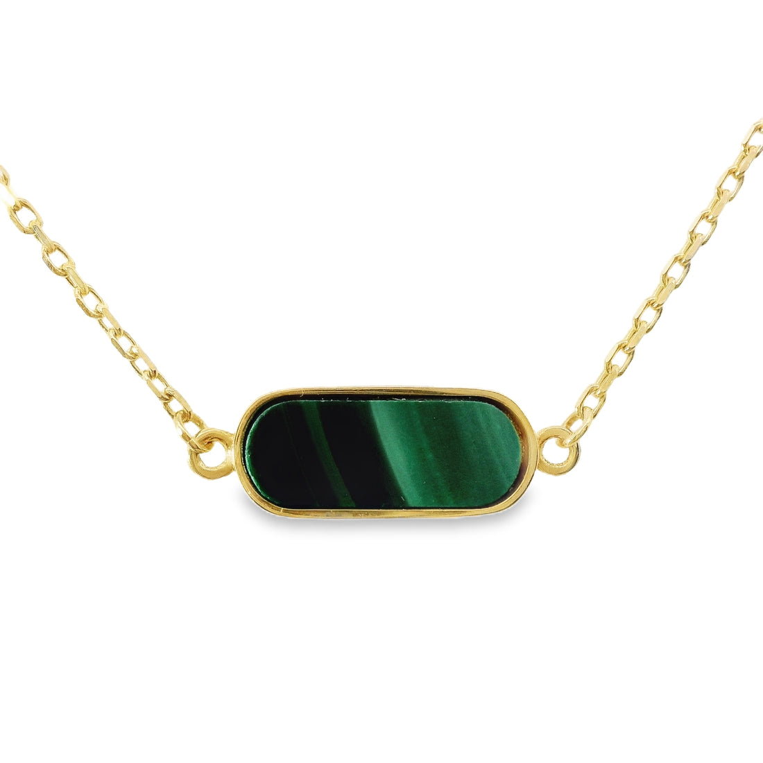 18kt Yellow Gold Italian Made Malachite Pendant