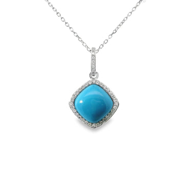 14kt White Gold Natural Turquoise And Natural Diamond Pendant (2.01ct)