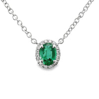 18kt White Gold Natural Emerald And Natural Diamonds Pendant (0.39ct)