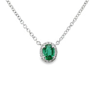 18kt White Gold Natural Emerald And Natural Diamonds Pendant (0.39ct)