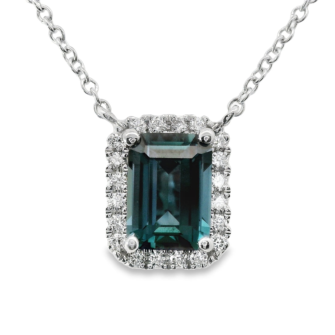 18kt White Gold Simulant Alexandrite And Natural Diamonds Pendant (1.38ct)