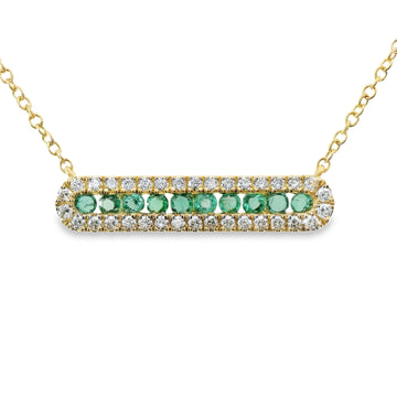 18K Yellow Gold Natural Round Emerald (.33ct) and Natural Round Diamond Pendant (.41ct)