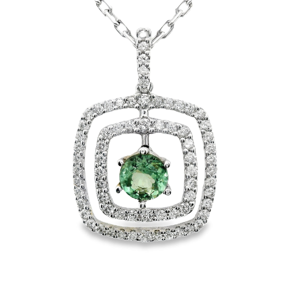 18kt White Gold Natural Diamonds And Natural Alexandrite Pendant (1.05ct)