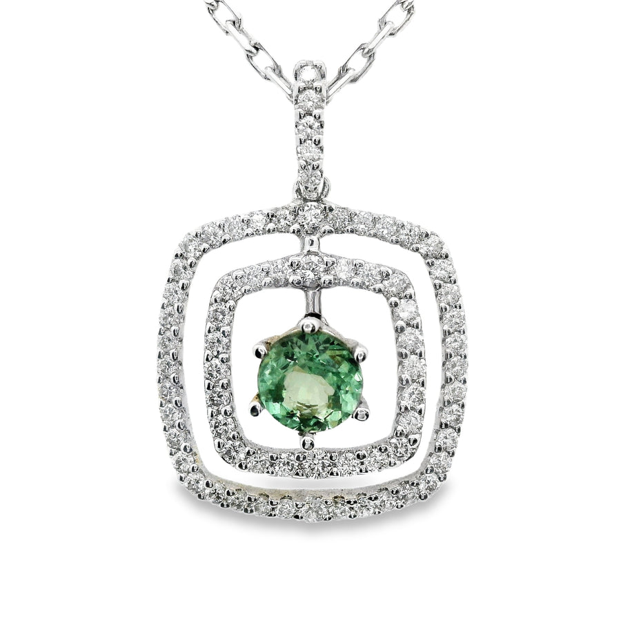 18kt White Gold Natural Diamonds And Natural Alexandrite Pendant (1.05ct)