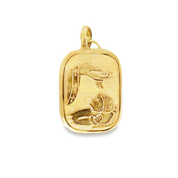 18K Yellow Gold Italian Made Baptism Medal Pendant (2.4g)