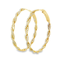 18kt Yellow Gold Natural Diamonds Twisted Hoop Earrings (2.66ct)