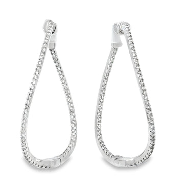 14K White Gold Natural Diamond Hoop Earrings (.75ct)