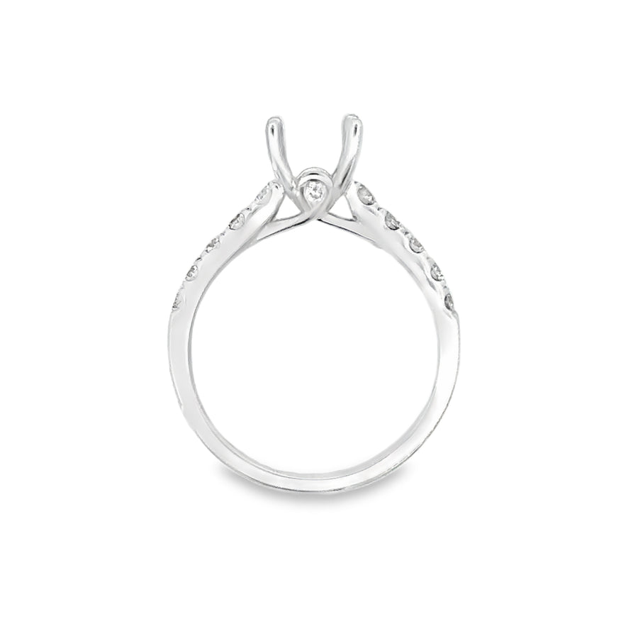 18kt White Gold Contemporary Natural Diamonds Semi-Mount Ring (0.54ct)