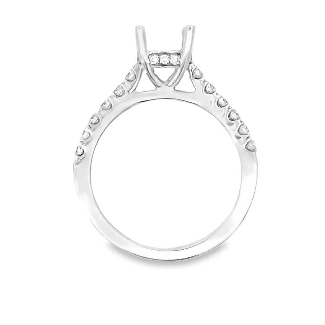 18kt White Gold Hidden Halo Natural Diamonds Semi-Mount Ring (0.42ct)