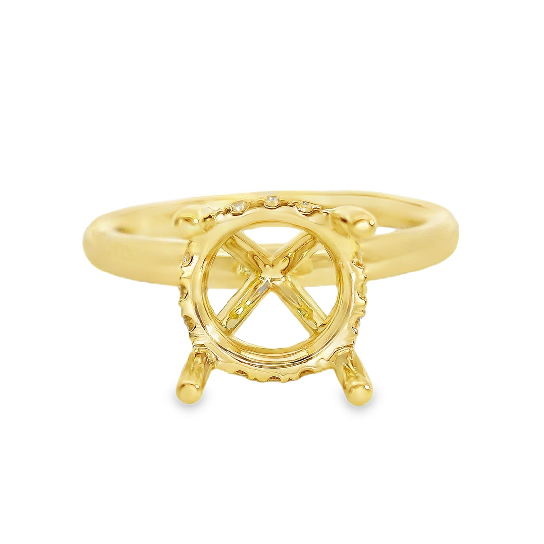 18kt Yellow Gold Natural Round Diamond Semi-Mount Ring (.11ct)