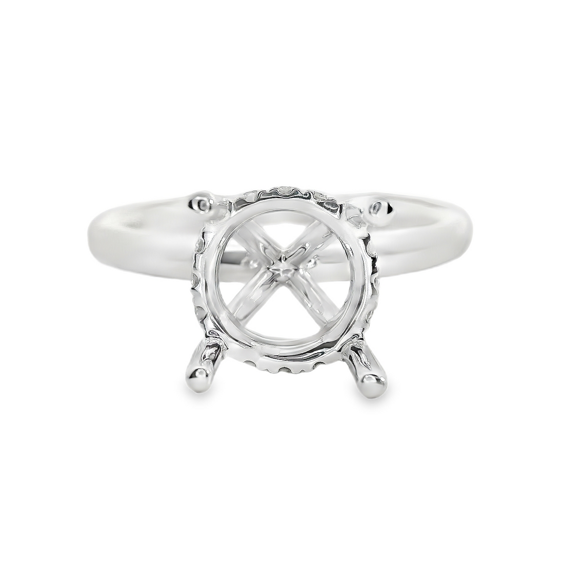 18kt White Gold Natural Round Diamond Semi-Mount Ring (.11ct)