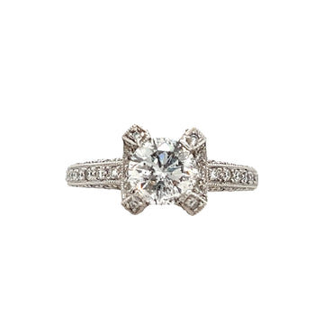 18K White Gold Natural Round Brilliant Diamond Engagement Ring (1.24ct)