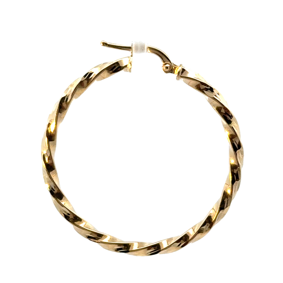 14kt Yellow Gold Italian Made Twisted Hoop Earrings (2.8g)