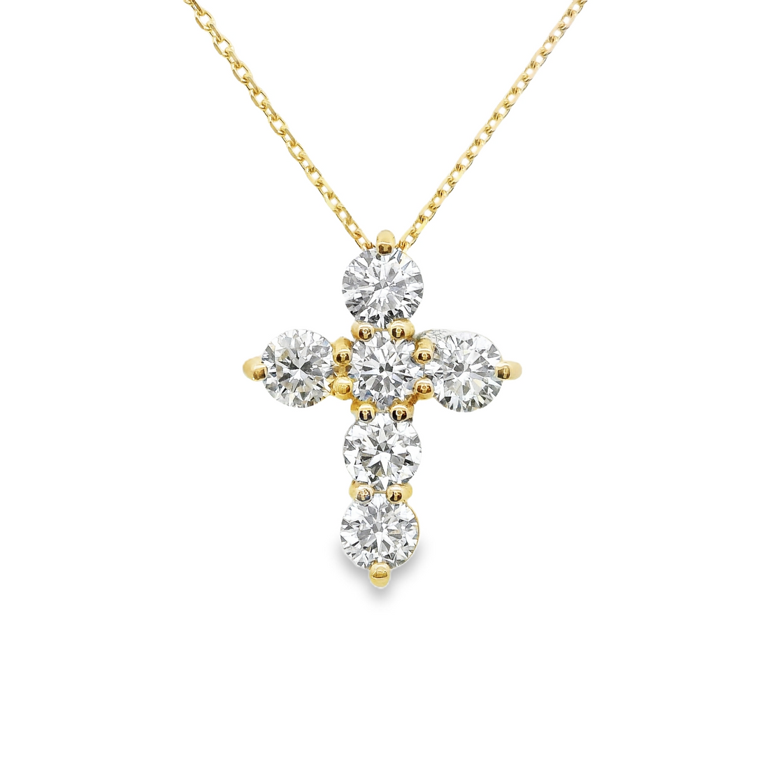 18kt Yellow Gold Natural Diamond Cross Pendant (1.11ct)