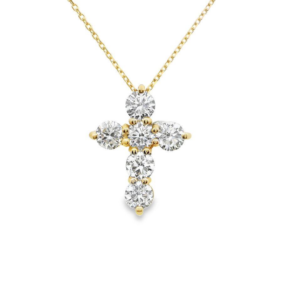 18kt Yellow Gold Natural Diamond Cross Pendant (1.11ct)