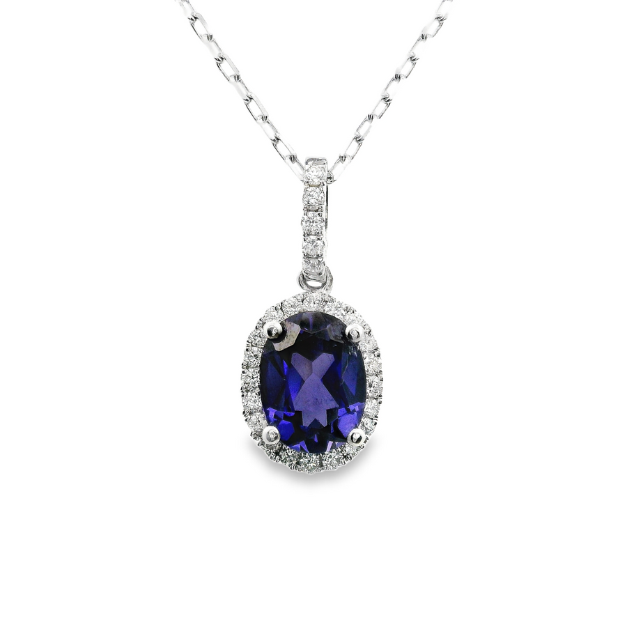 18kt White Gold Lab Grown Sapphire And Natural Diamonds Pendant (1.86ct)