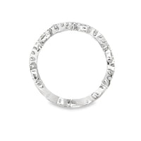 18kt White Gold Round Natural Diamonds and Marquise Natural Garnets Ring (0.73ct)