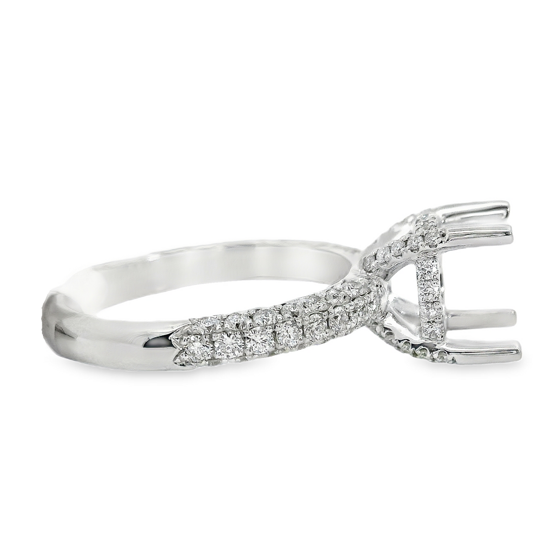18kt White Gold Natural Diamond Hidden Halo Semi-Mount Ring (.71ct)