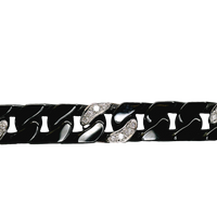 18kt White Gold (10.52g) and Black Ceramic (26.28g) 7.5" Natural Round Diamond Curb Bracelet (.53ct)