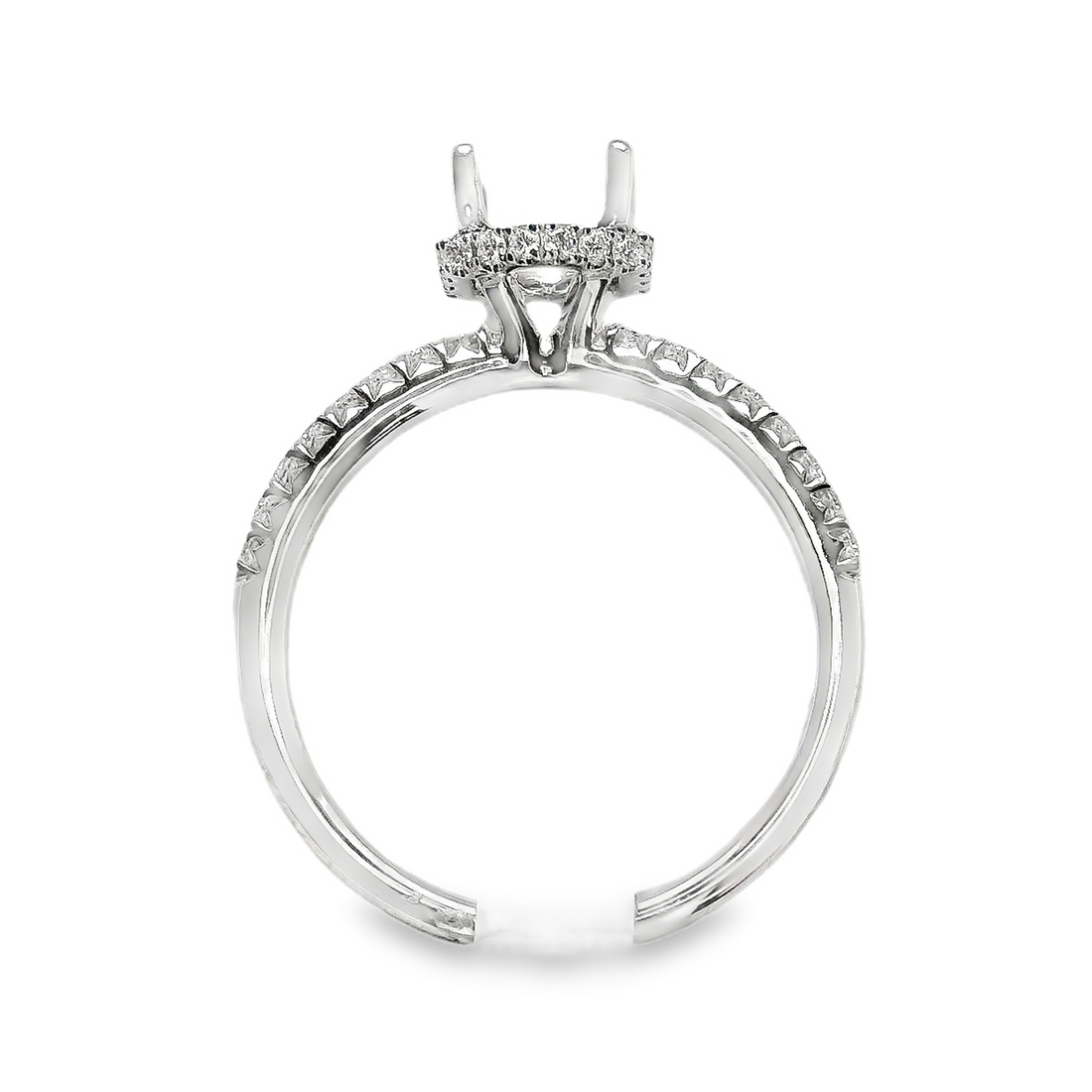 18kt White Gold Full-Cut Diamond Hidden Halo Semi-Mount Ring (.27ct)