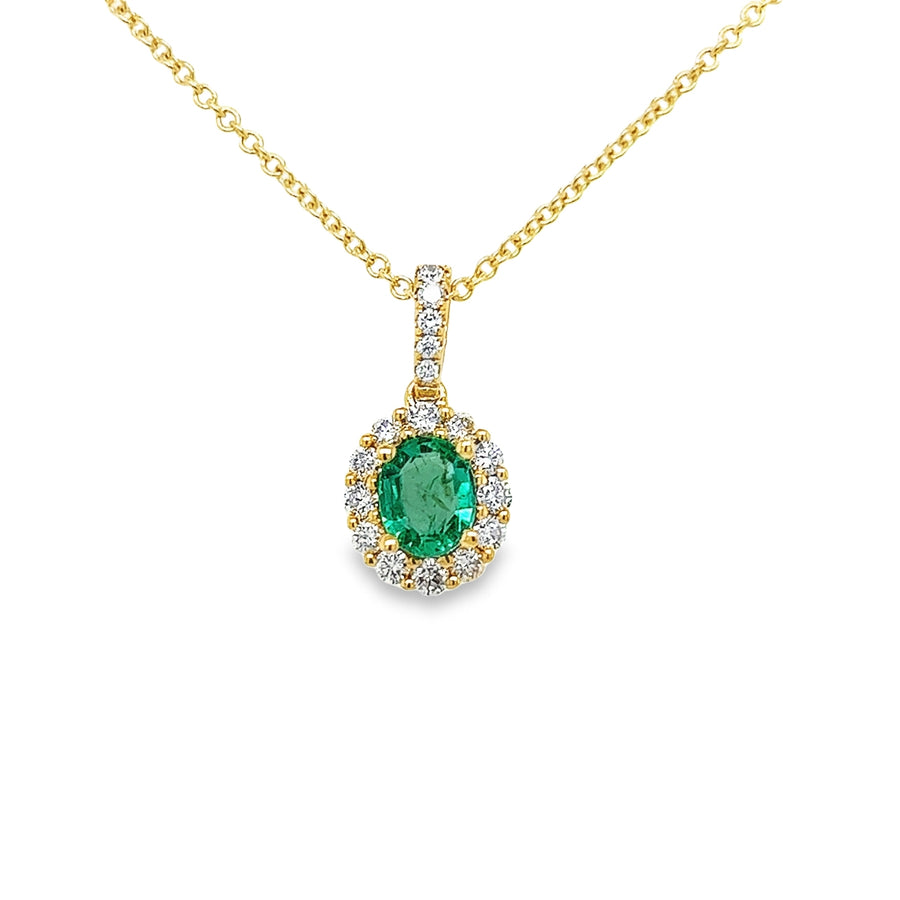 18kt Yellow Gold Natural Emerald And Natural Diamonds Pendant (0.84ct)