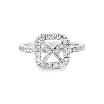 18kt White Gold Halo Natural Diamonds Semi-Mount Ring (0.55ct)