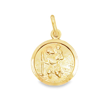 18kt Yellow Gold Italian Made 15mm St. Christopher Medal (2.55g)