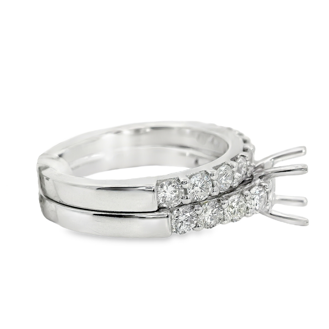 18kt White Gold Natural Full-Cut Diamond Semi-Mount Ring (1.08ct)