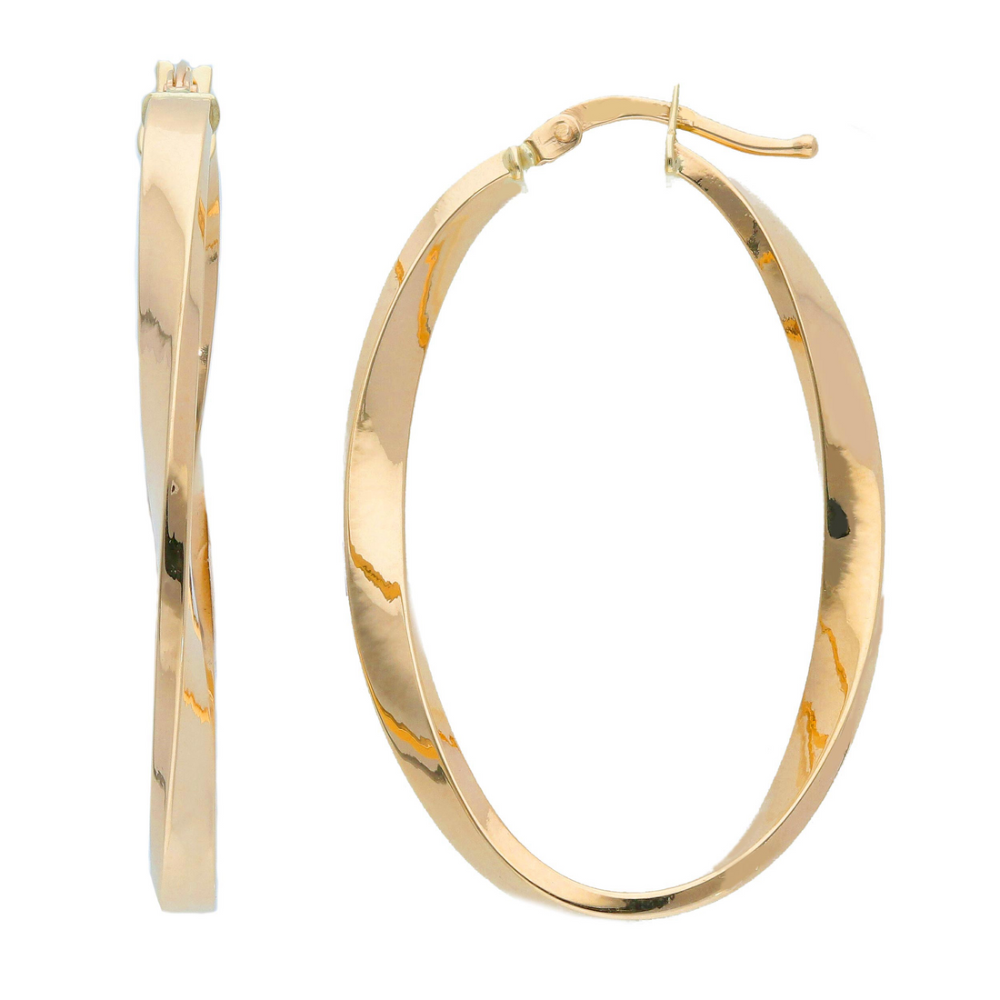 14K Yellow Gold Italian Twisted Hoop Earrings (2.2g)