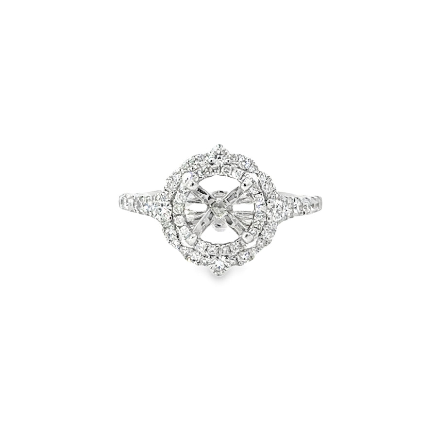 18kt White Gold Halo Natural Diamonds Semi-Mount Ring (0.52ct)