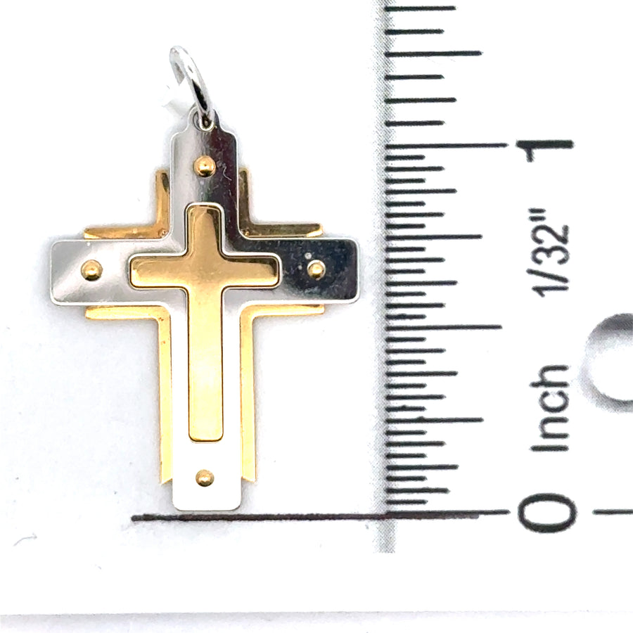 18kt Two-Tone Italian Made Cross Pendant (3.39g)