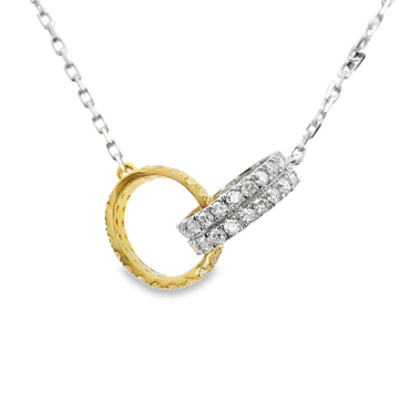 18kt Tu-Tone Gold Natural Diamond Interlocking Pendant (0.76ct)