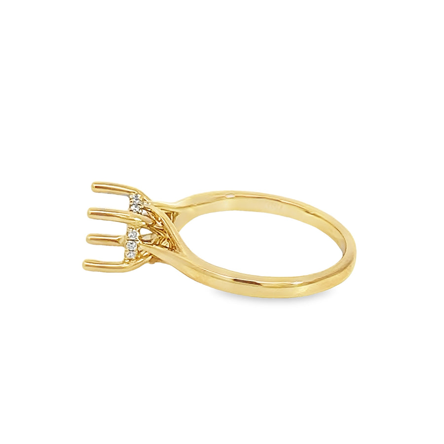 18K Yellow Gold Round Diamond Semi-Mount Ring (.06ct)