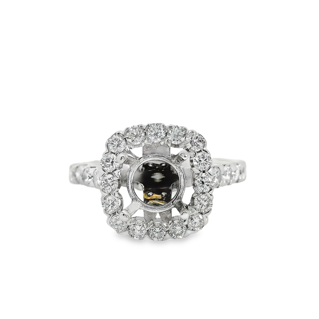 18kt White Gold Halo Natural Diamonds Semi-Mount Ring (0.95ct)