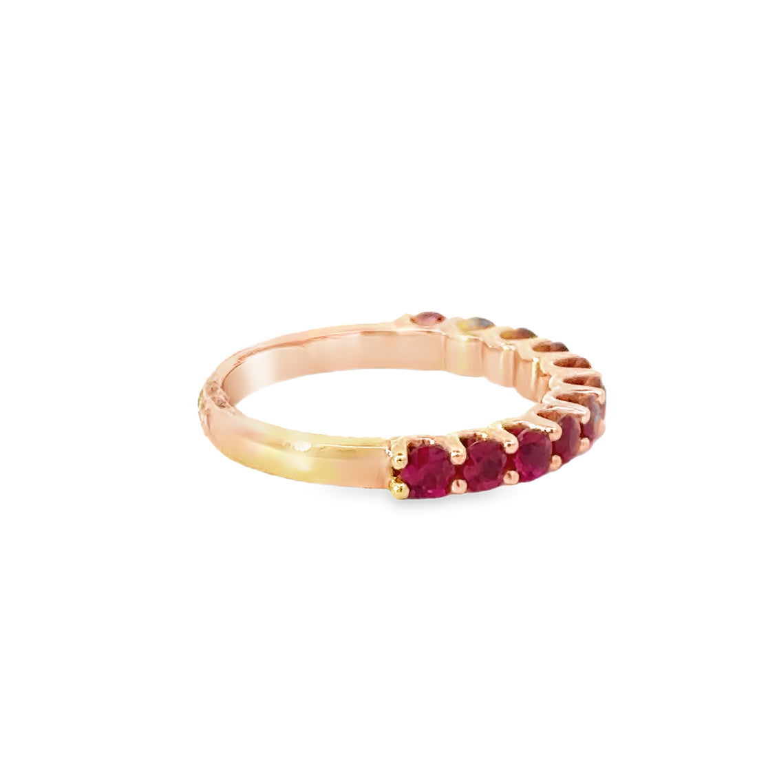 18kt Rosé Gold Round Natural Rubies and Ring (1.29ct)