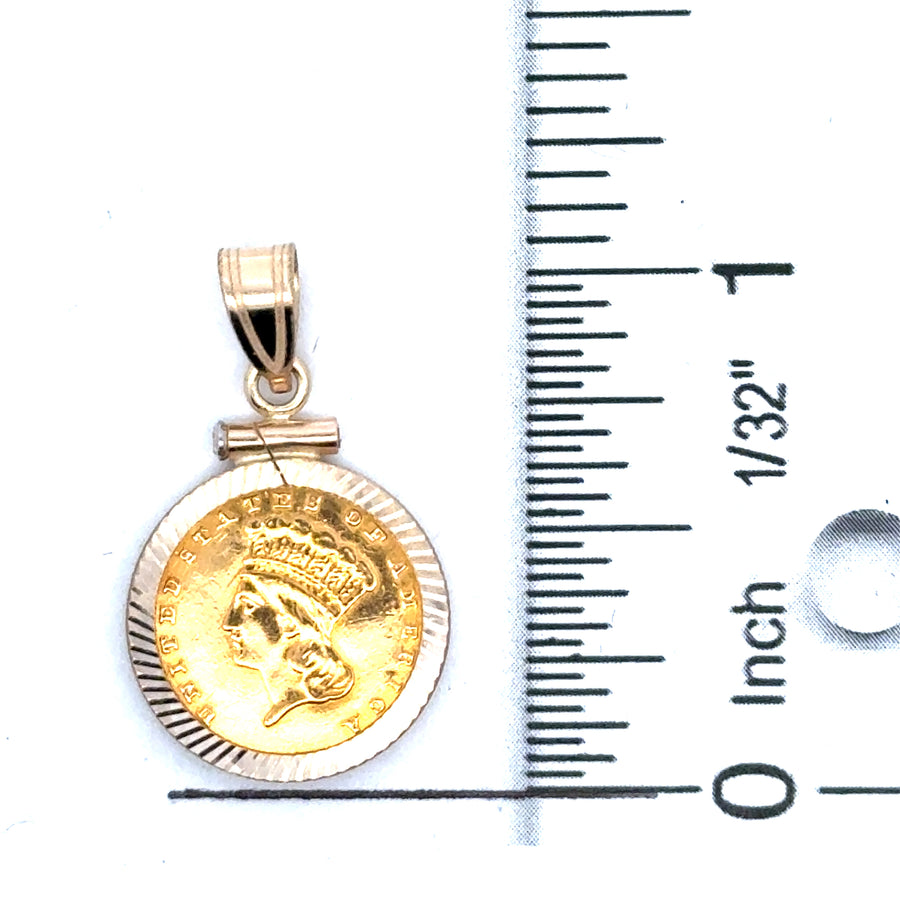 14kt Yellow Gold Fluted Bezel Coin Pendant (1.7g)