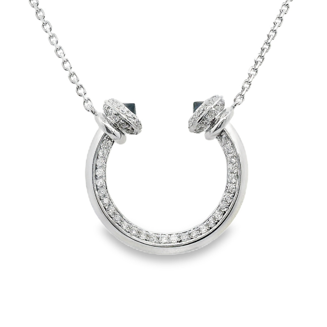 18kt White Gold Natural Blue Sapphire and Natural Round Diamond Pendant (.47ct)