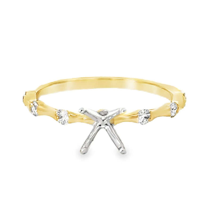 18kt Two-Tone Natural Round Diamond Semi-Mount Ring (.18ct)